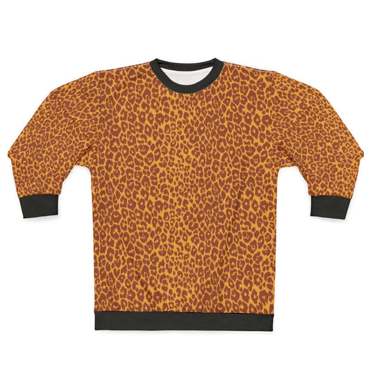 Leopard print sweatshirt in gold ochre and terra cotta colors