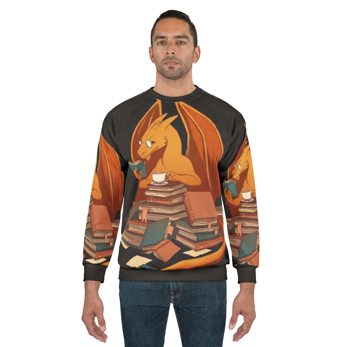 Fantasy dragon and book themed sweatshirt