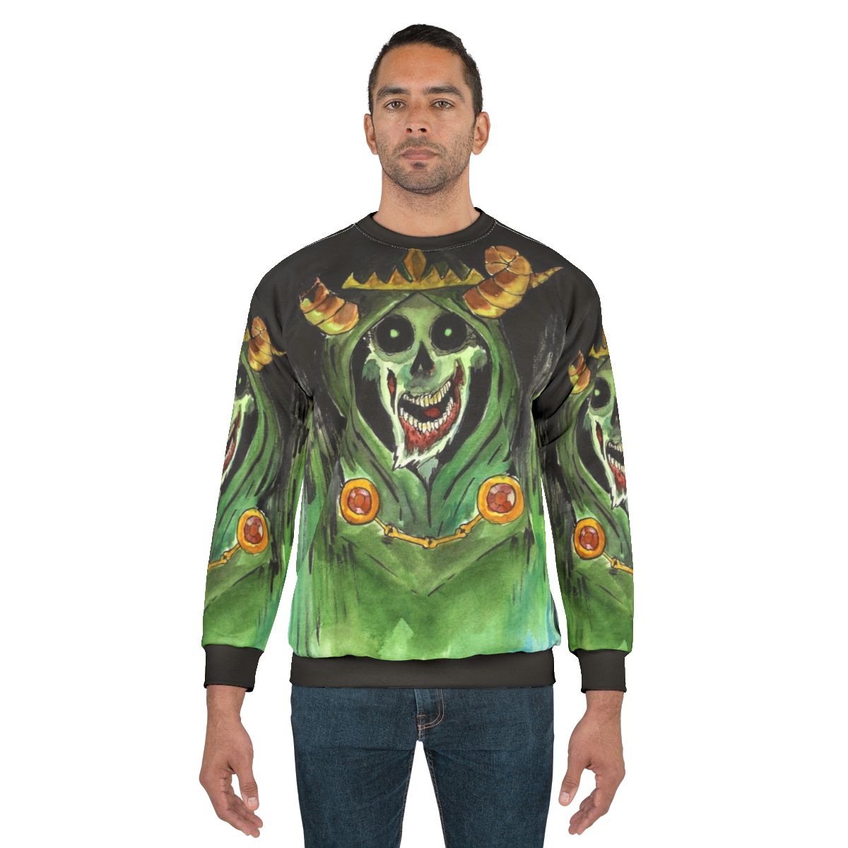 The Lich Horror Sweatshirt with skull and zombie design