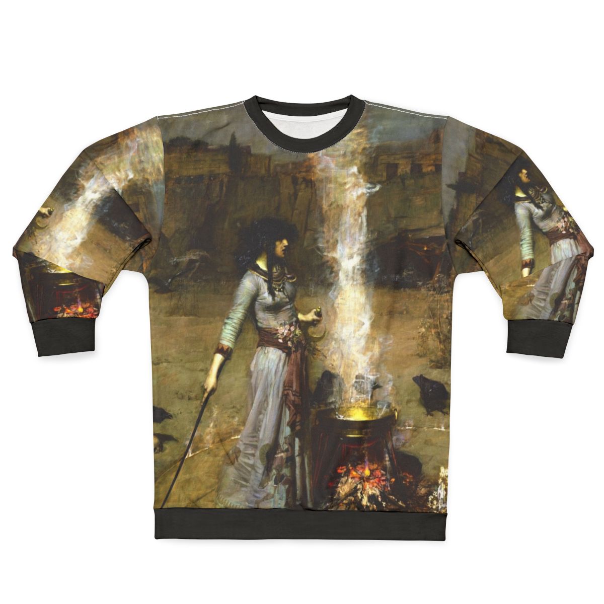 Gothic sweatshirt featuring John William Waterhouse's "The Magic Circle" painting