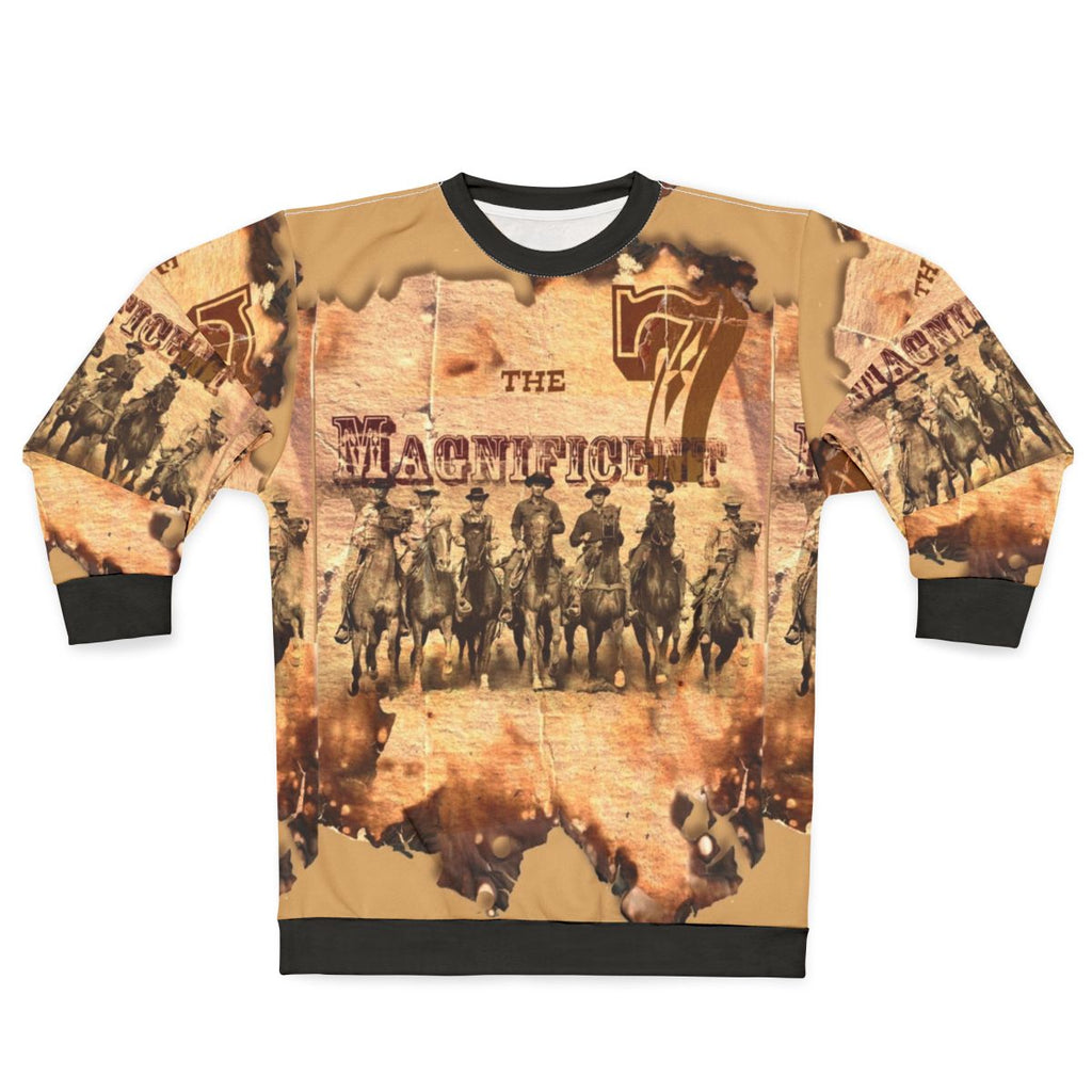 Vintage western tribute sweatshirt with cowboy, movie and retro elements