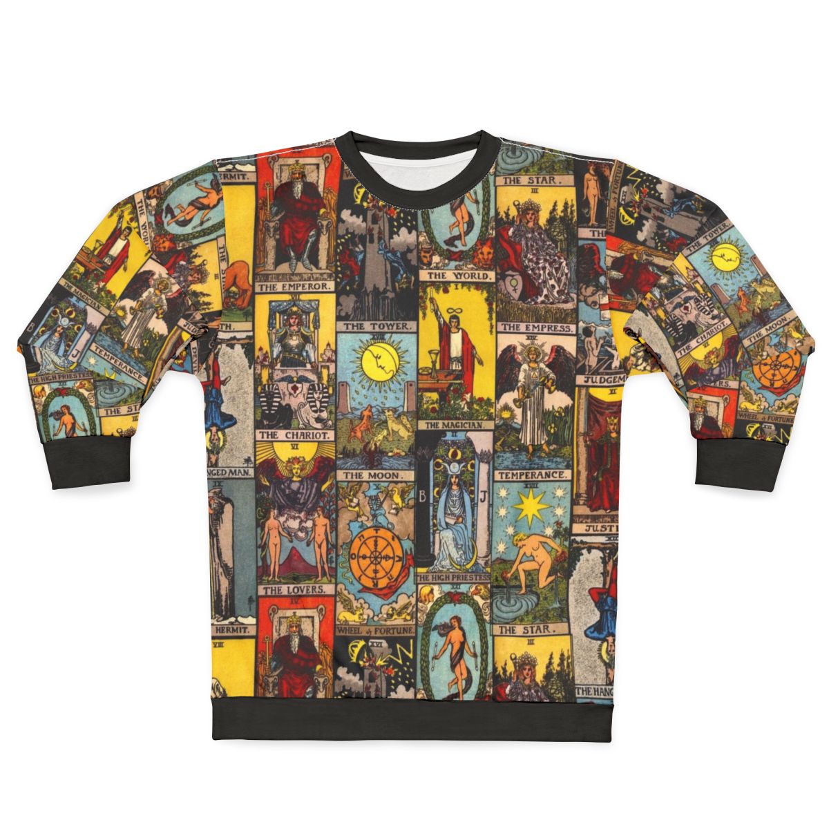 Major Arcana Tarot Sweatshirt featuring vintage Rider-Waite tarot card imagery