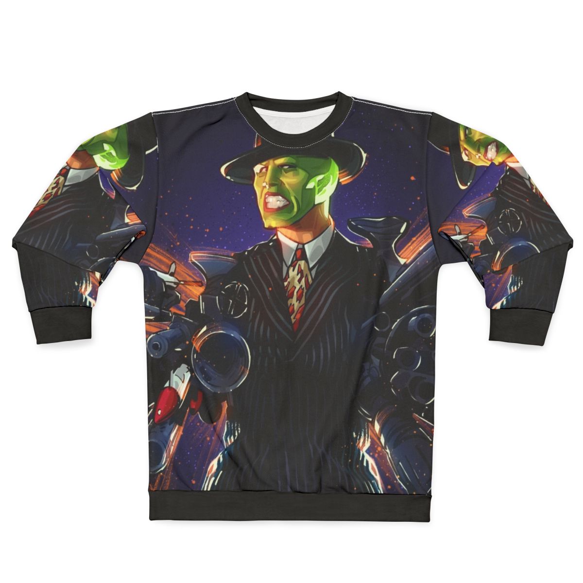 The Mask Sweatshirt 3 featuring the iconic green superhero character from the Jim Carrey comedy