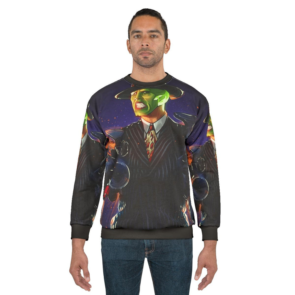 The Mask Sweatshirt 3 featuring the iconic green superhero character from the Jim Carrey comedy