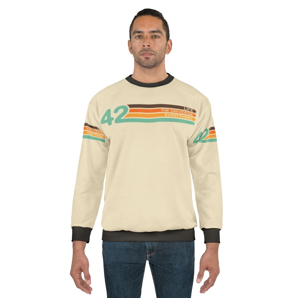 Retro Hitchhiker's Guide to the Galaxy Sweatshirt with "The Meaning of Life" Design