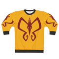 Monarch butterfly logo on a grey sweatshirt