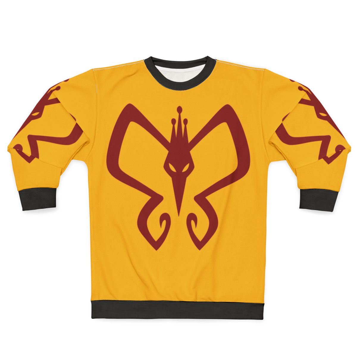 Monarch butterfly logo on a grey sweatshirt