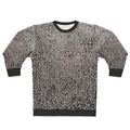 The Music Maze Sweatshirt featuring a black and white pattern with treble clefs, bass clefs, and musical notes