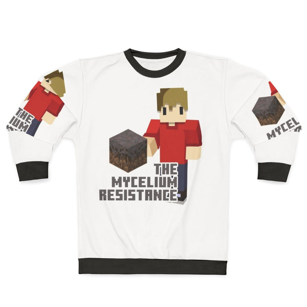 The Mycelium Resistance Sweatshirt featuring Grian's character from Hermitcraft