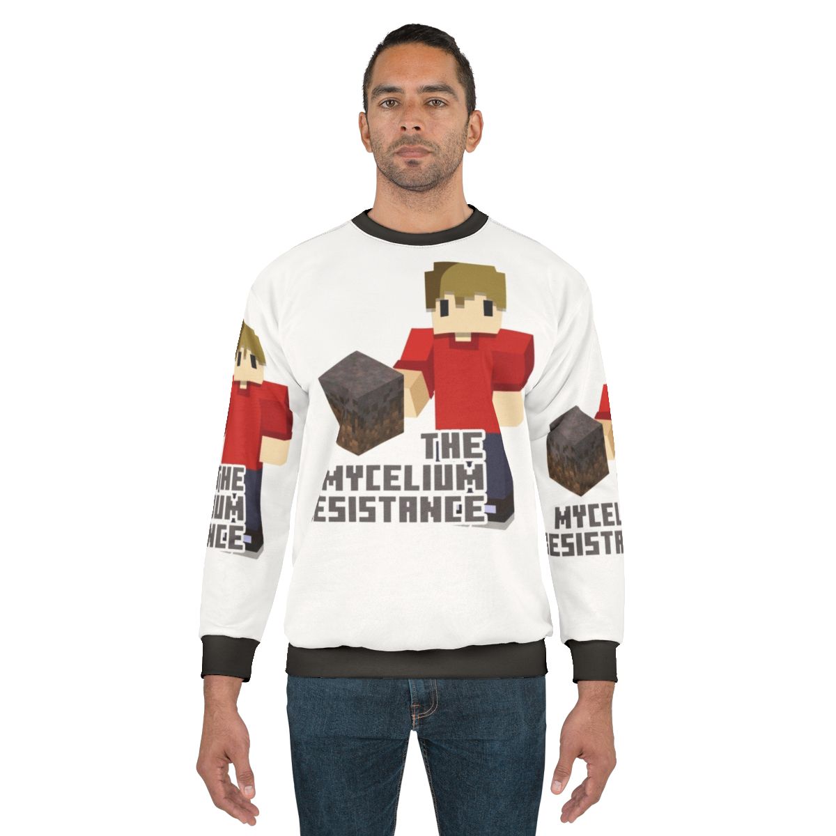 The Mycelium Resistance Sweatshirt featuring Grian's character from Hermitcraft