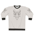 Mystic deer graphic sweatshirt with forest, moon, and stars design
