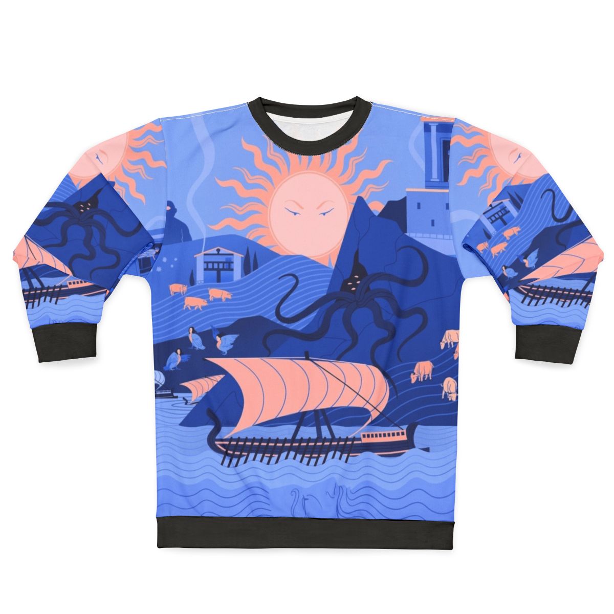 Odyssey Sweatshirt featuring Greek mythology characters and symbols