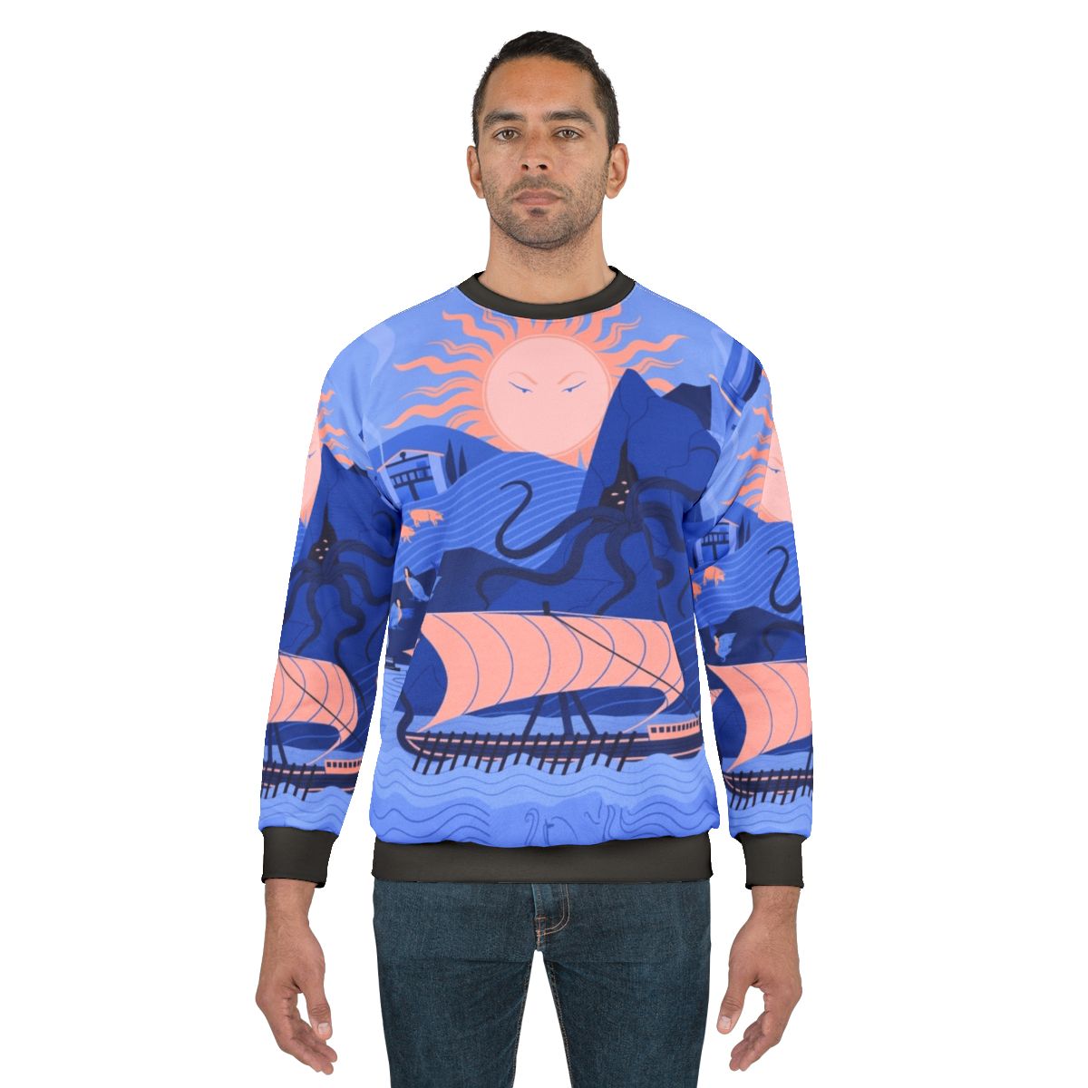 Odyssey Sweatshirt featuring Greek mythology characters and symbols