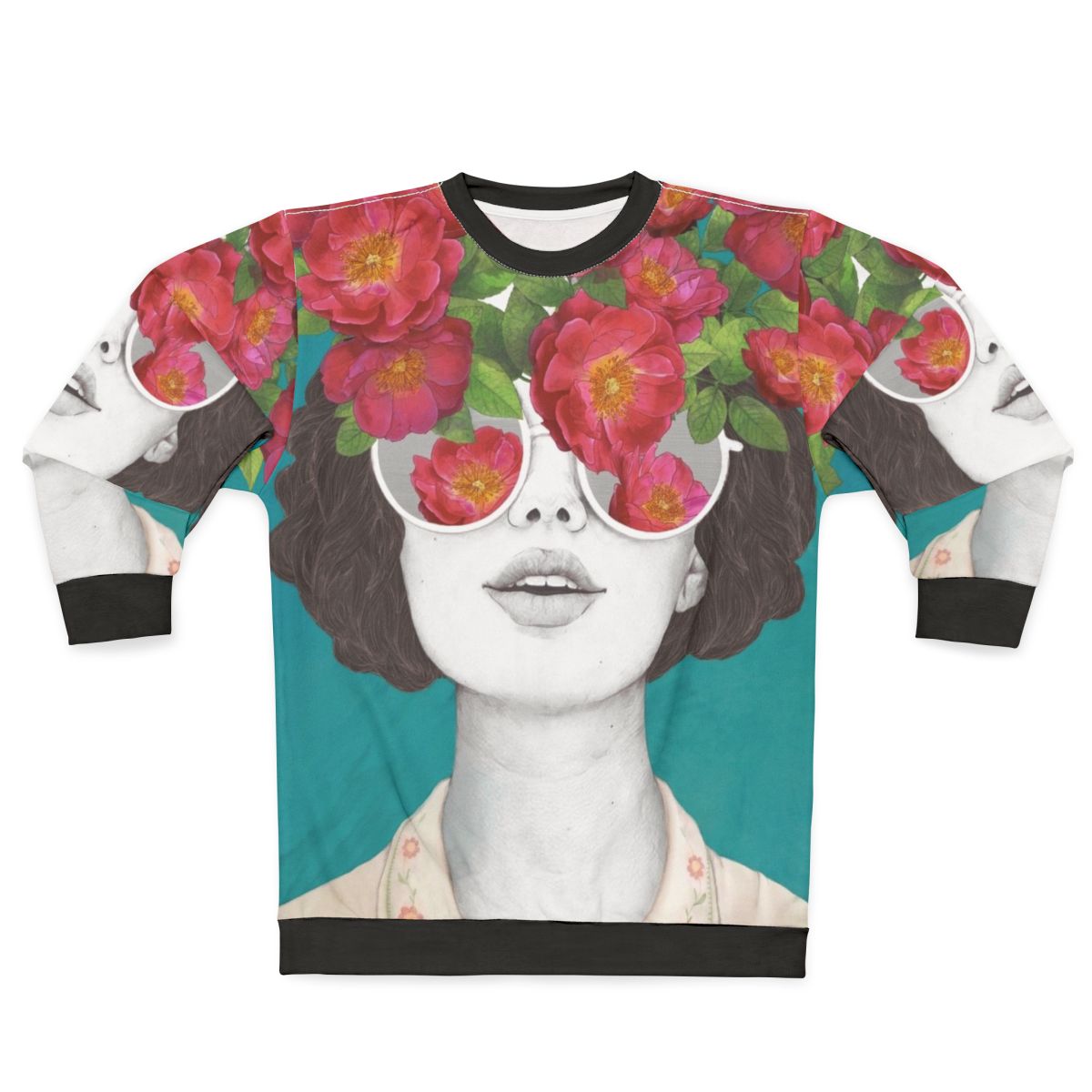 Watercolor floral 'The Optimist' rose tinted glasses sweatshirt