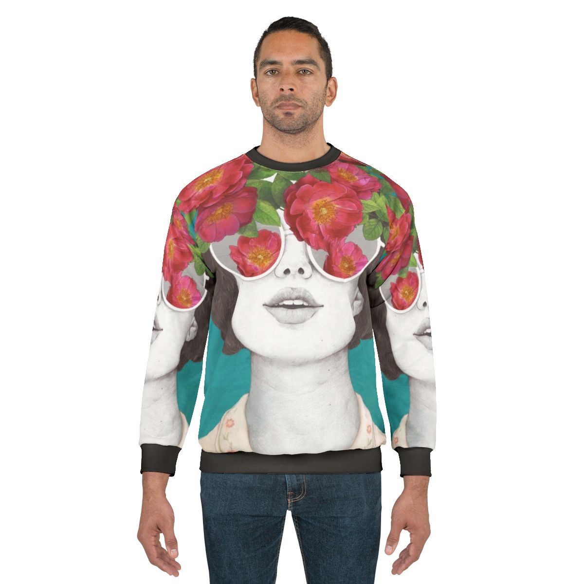 Watercolor floral 'The Optimist' rose tinted glasses sweatshirt