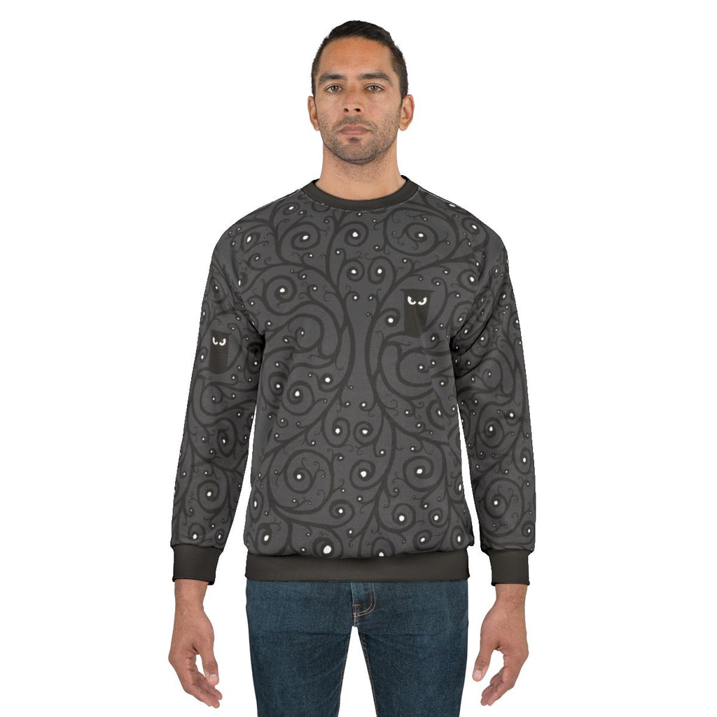Owl Sweatshirt with Detailed Feather Pattern