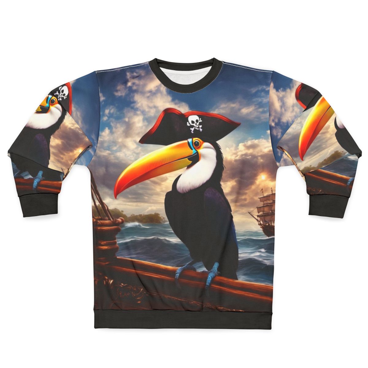 Pirate Toucan Sweatshirt with Digital Artwork