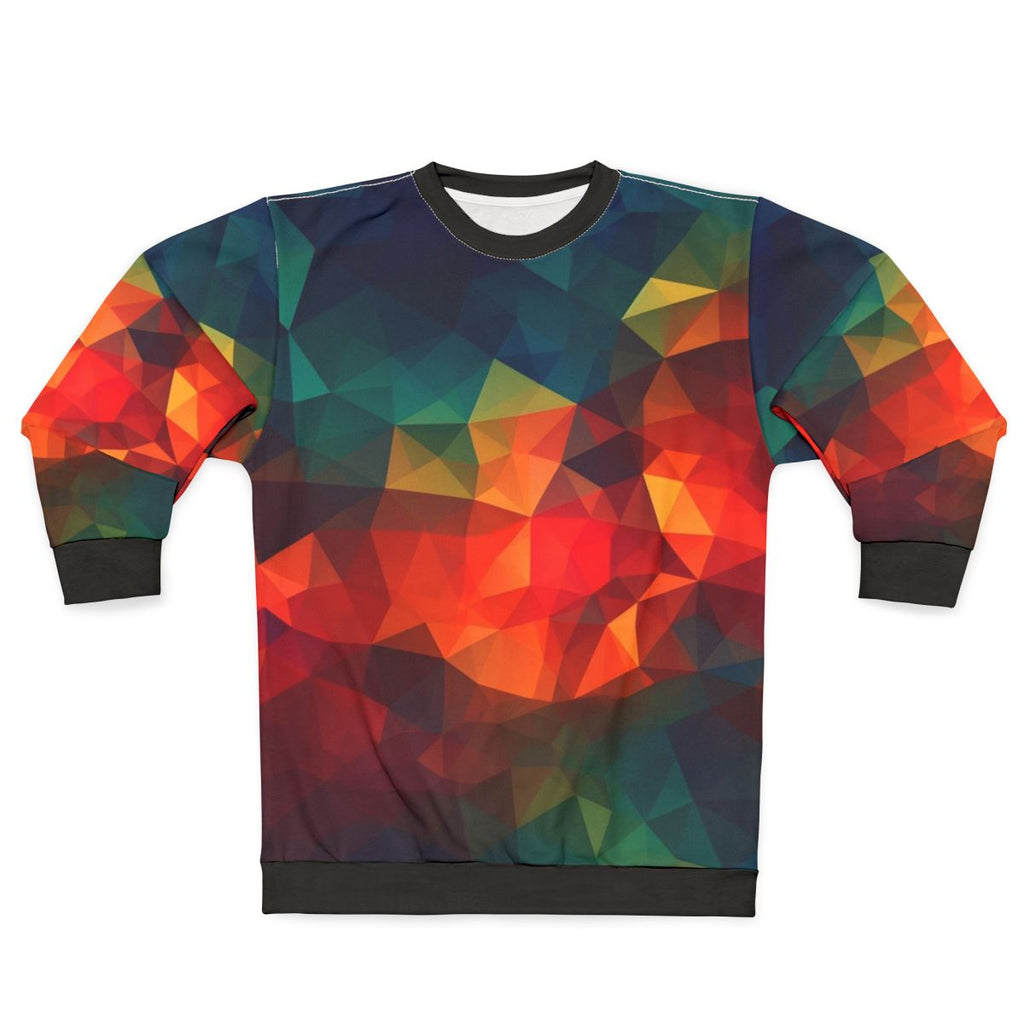 Geometric sweatshirt with colorful polygon patterns