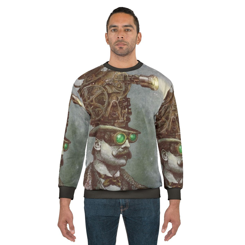 The Projectionist Steampunk Sweatshirt with Vintage Mechanical Design