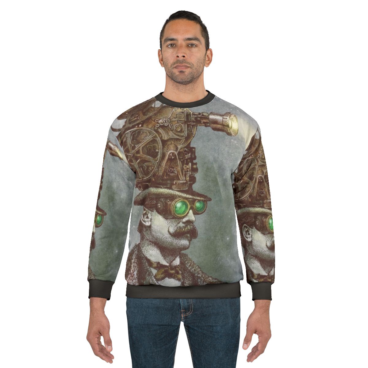 The Projectionist Steampunk Sweatshirt with Vintage Mechanical Design