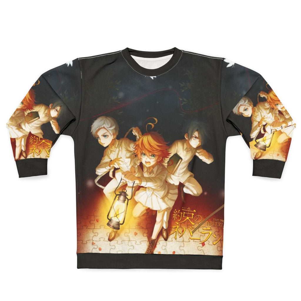 The Promised Neverland Anime Sweatshirt with Characters Emma, Norman, and Ray