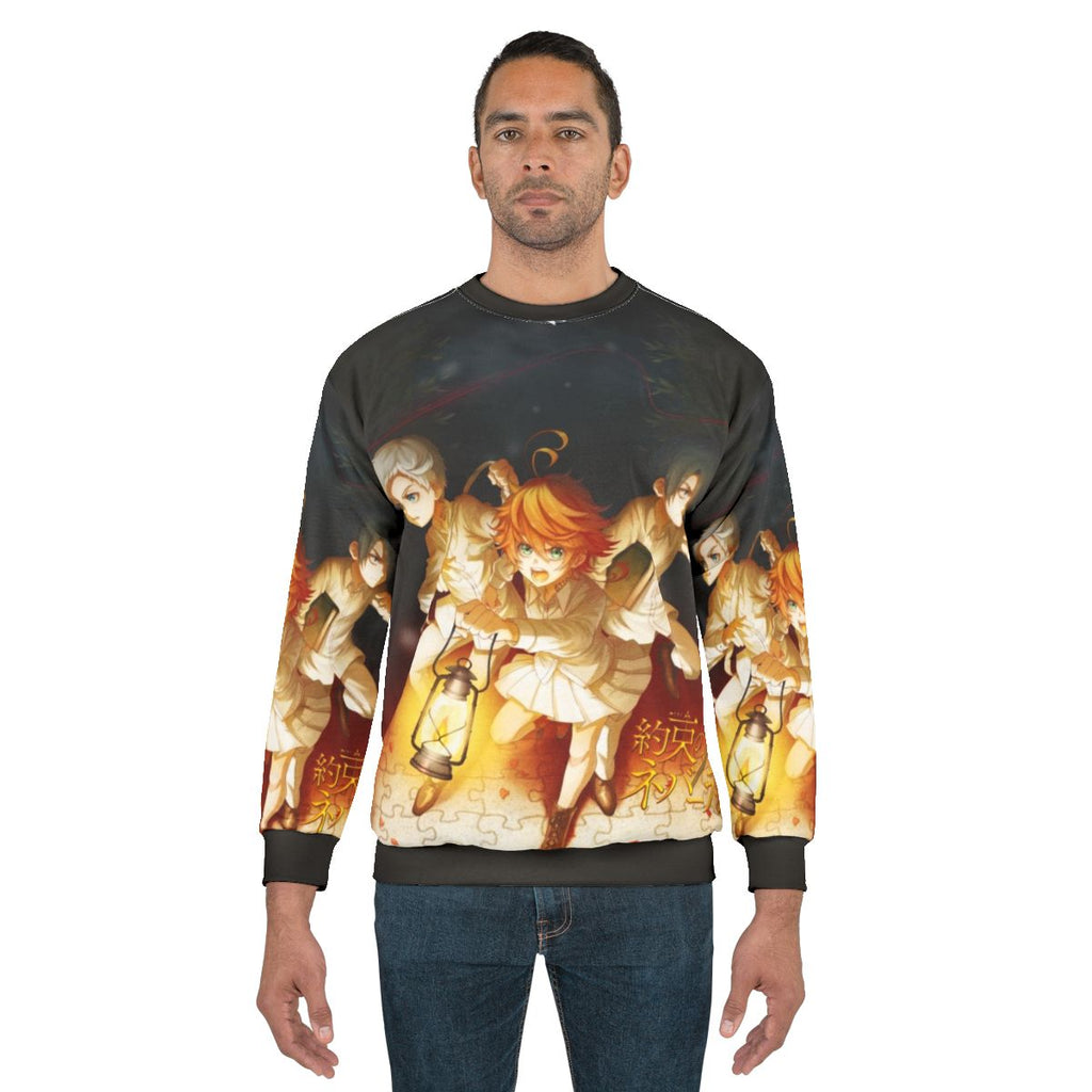 The Promised Neverland Anime Sweatshirt with Characters Emma, Norman, and Ray