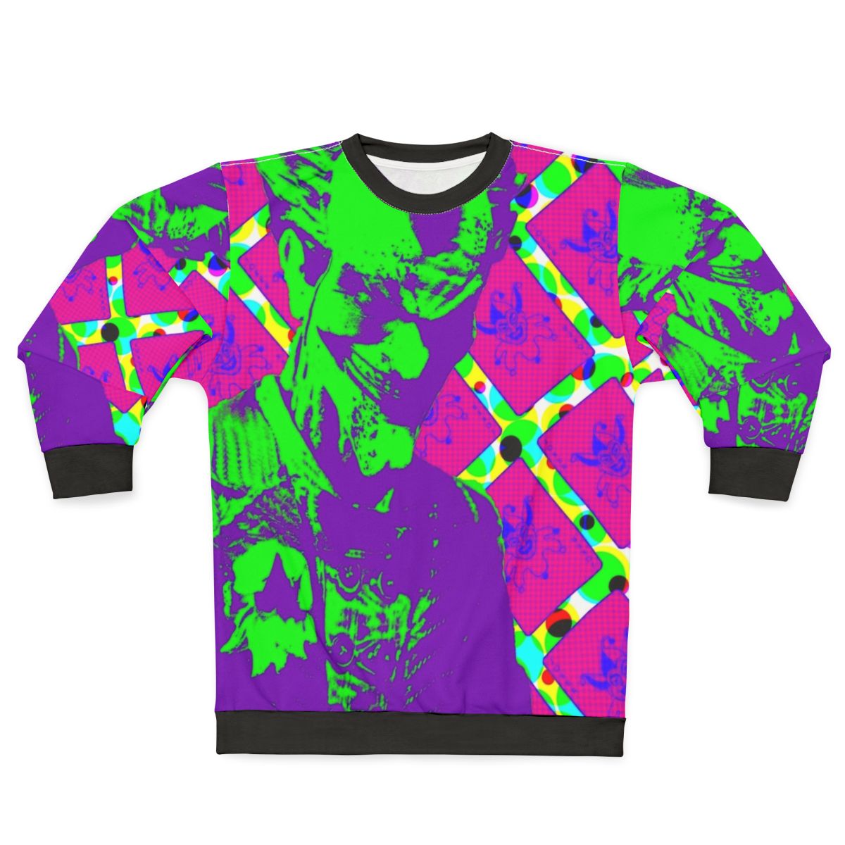 Psychedelic clown prince of crime pop art graphic on sweatshirt