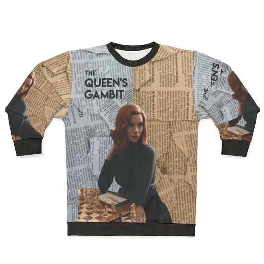 "The Queen's Gambit" Sweatshirt featuring the chess board and character Beth Harmon