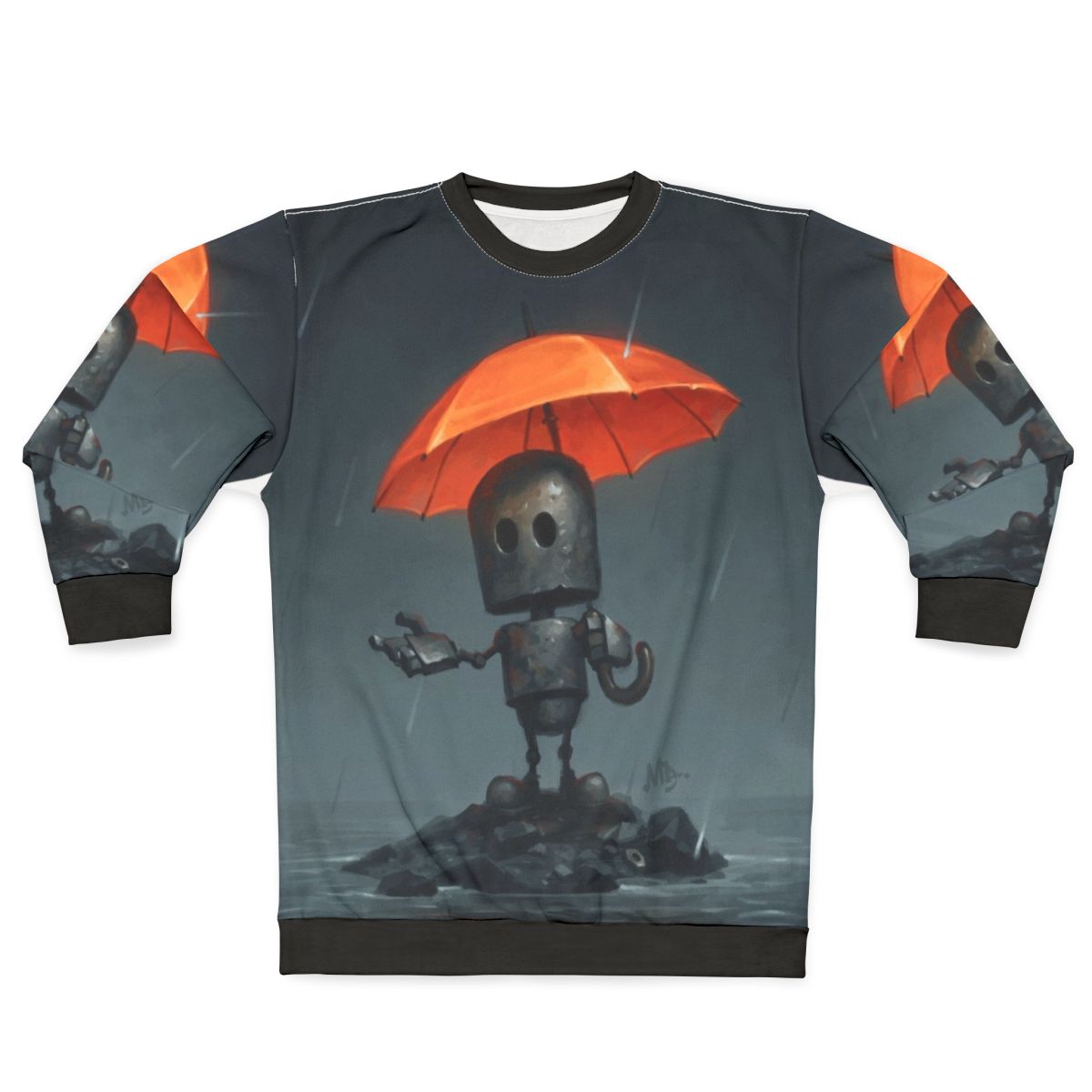 Rainy season sweatshirt featuring a cute robot design
