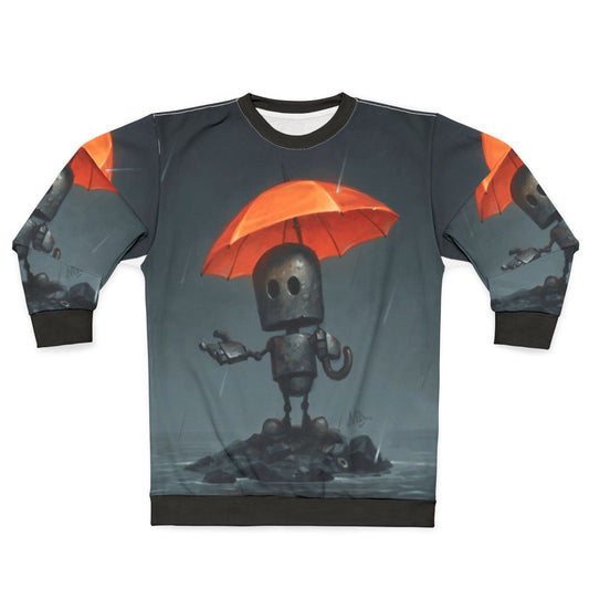 Rainy season sweatshirt featuring a cute robot design