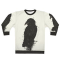Raven sweatshirt with photomanipulated ink and spatter design