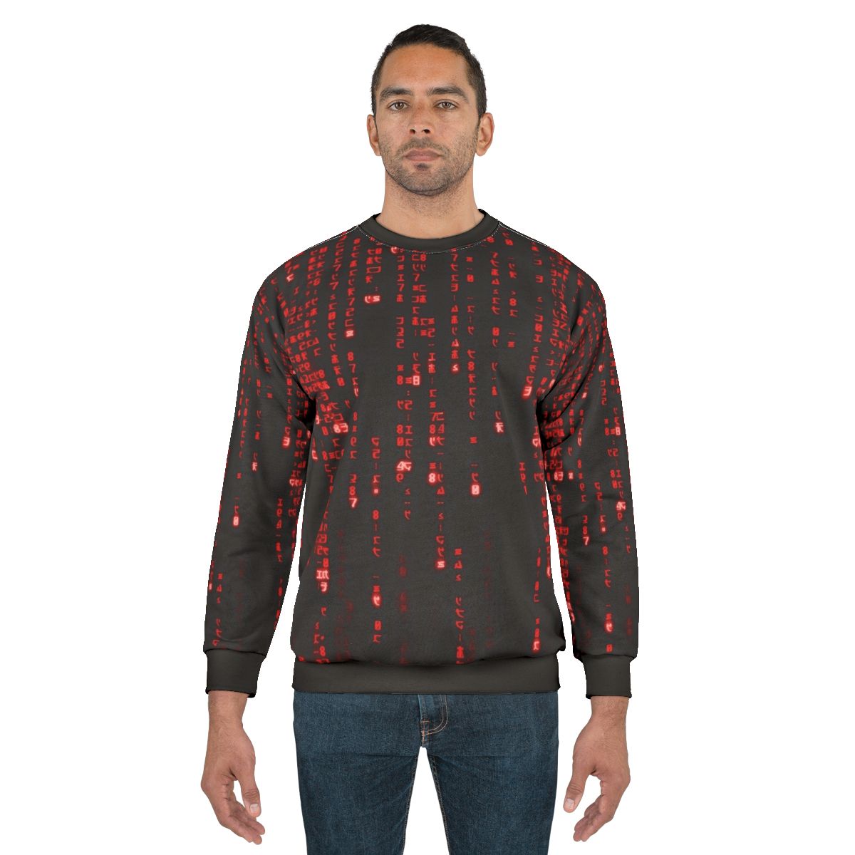 Matrix code sweatshirt with abstract binary digits design