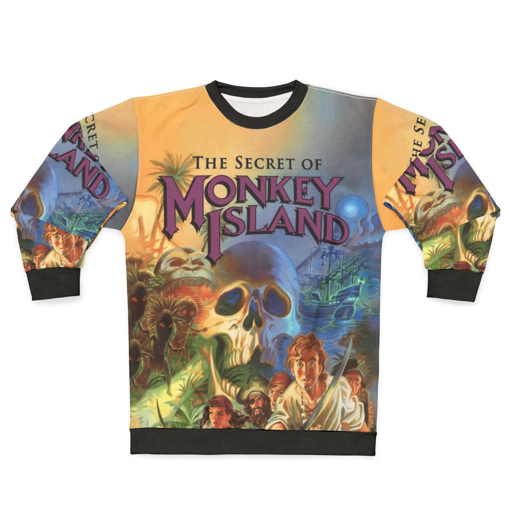 Retro Monkey Island Sweatshirt featuring Guybrush Threepwood and the iconic Three-Headed Monkey