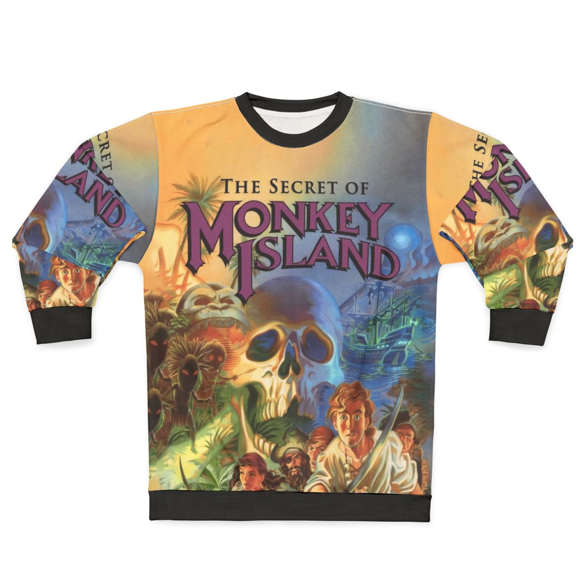 Retro Monkey Island Sweatshirt featuring Guybrush Threepwood and the iconic Three-Headed Monkey
