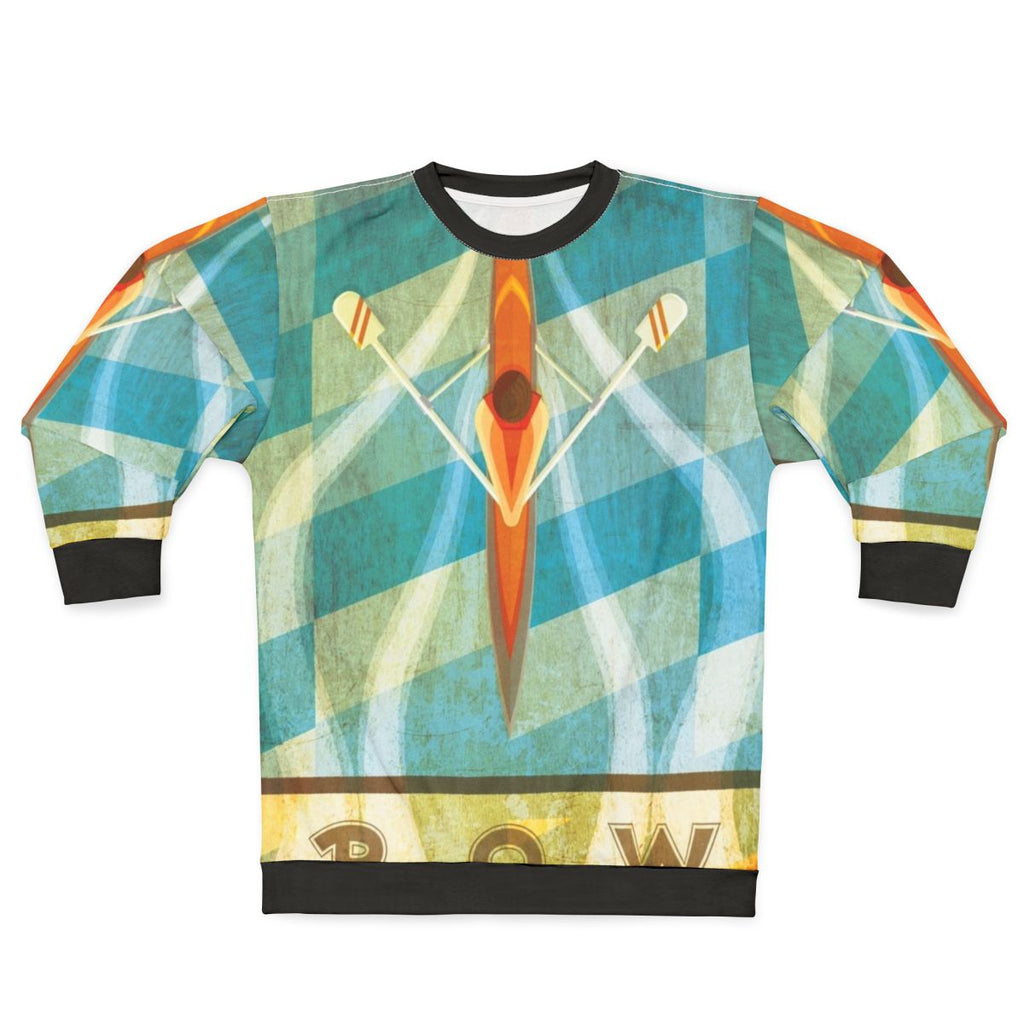 Sculling Sweatshirt with Oarsman and Water Imagery