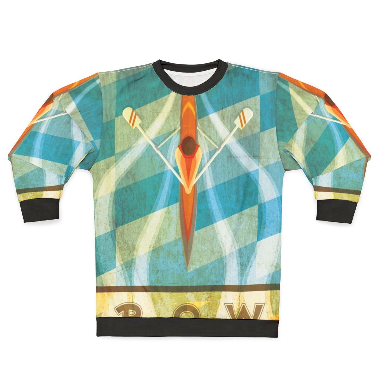 Sculling Sweatshirt with Oarsman and Water Imagery