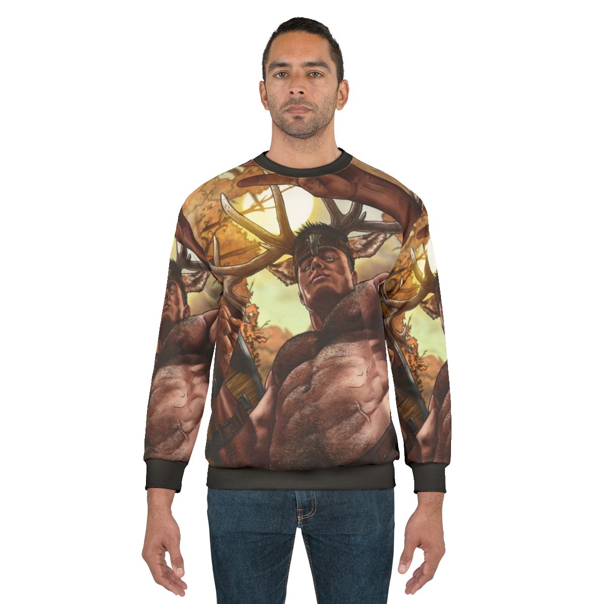 Shaman sweatshirt featuring gay fantasy art with magical symbols and imagery