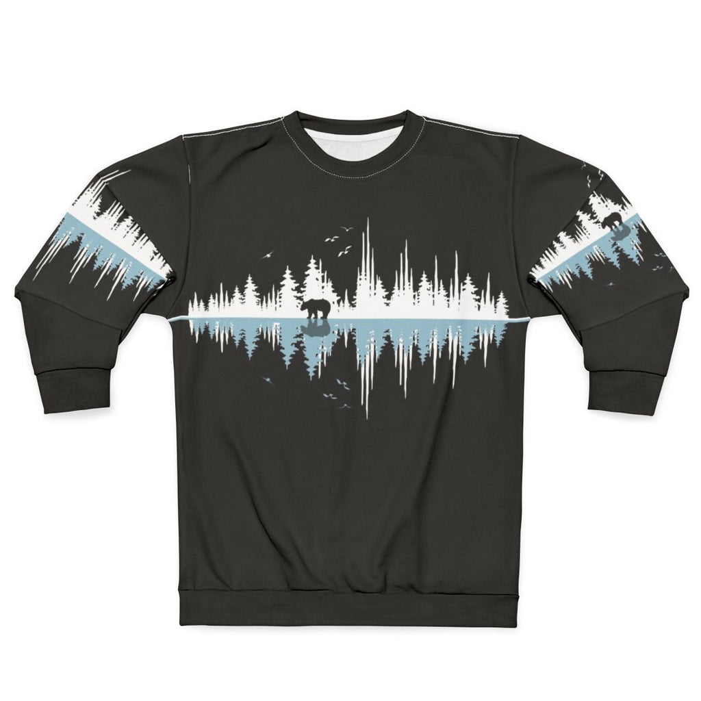 Minimalist sweatshirt design with nature sound waves