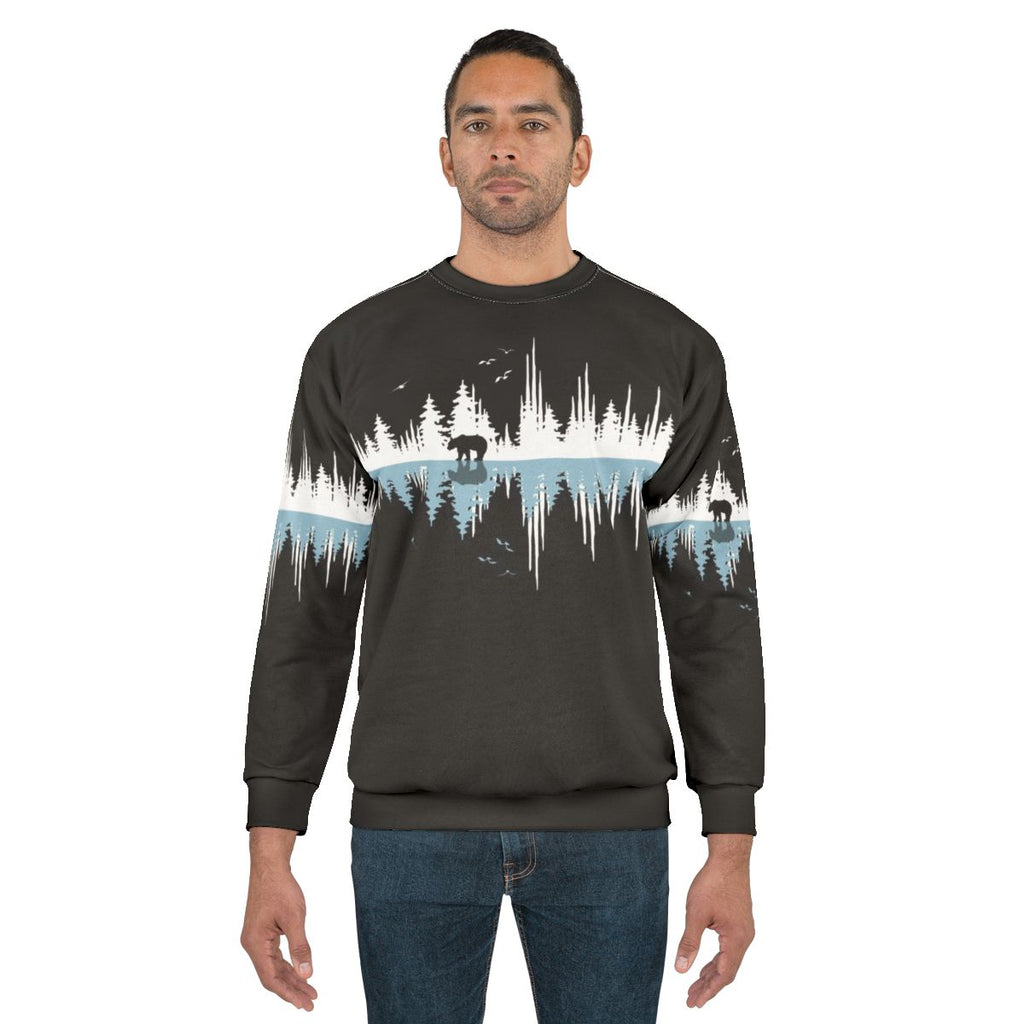 Minimalist sweatshirt design with nature sound waves