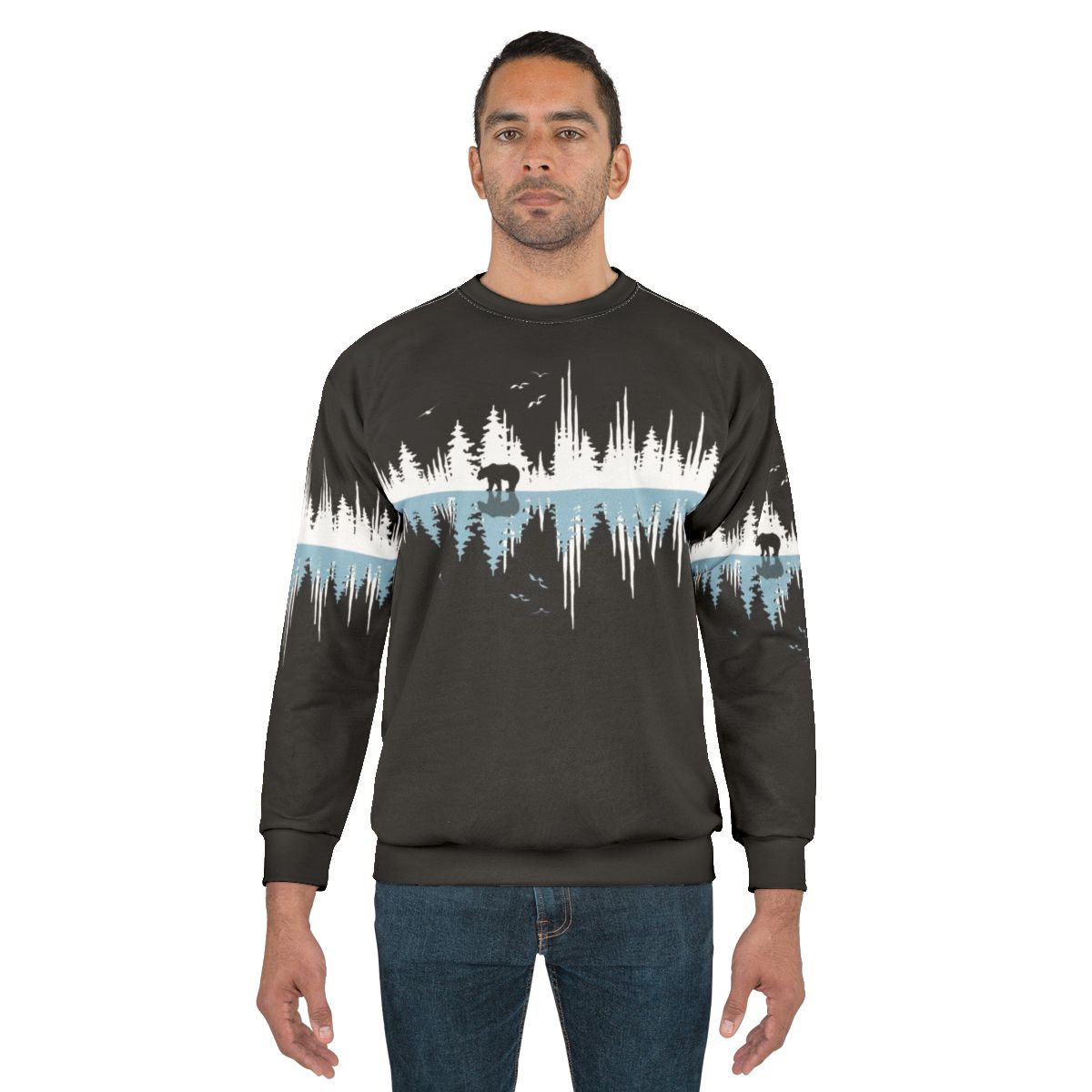 Minimalist sweatshirt design with nature sound waves