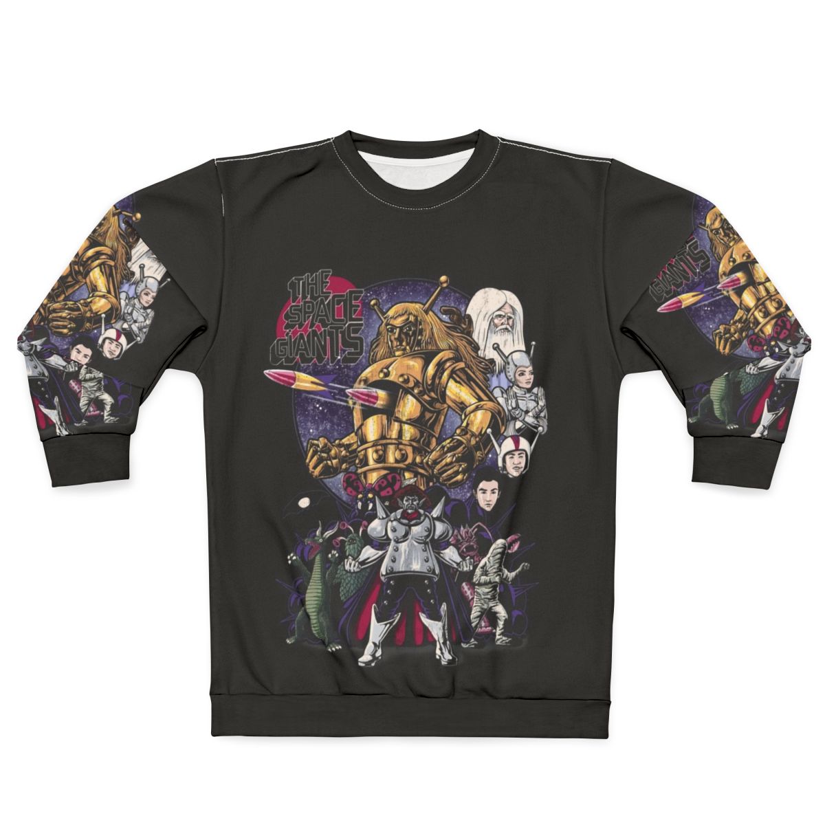 Retro space giants sci-fi sweatshirt with ambassador magma characters