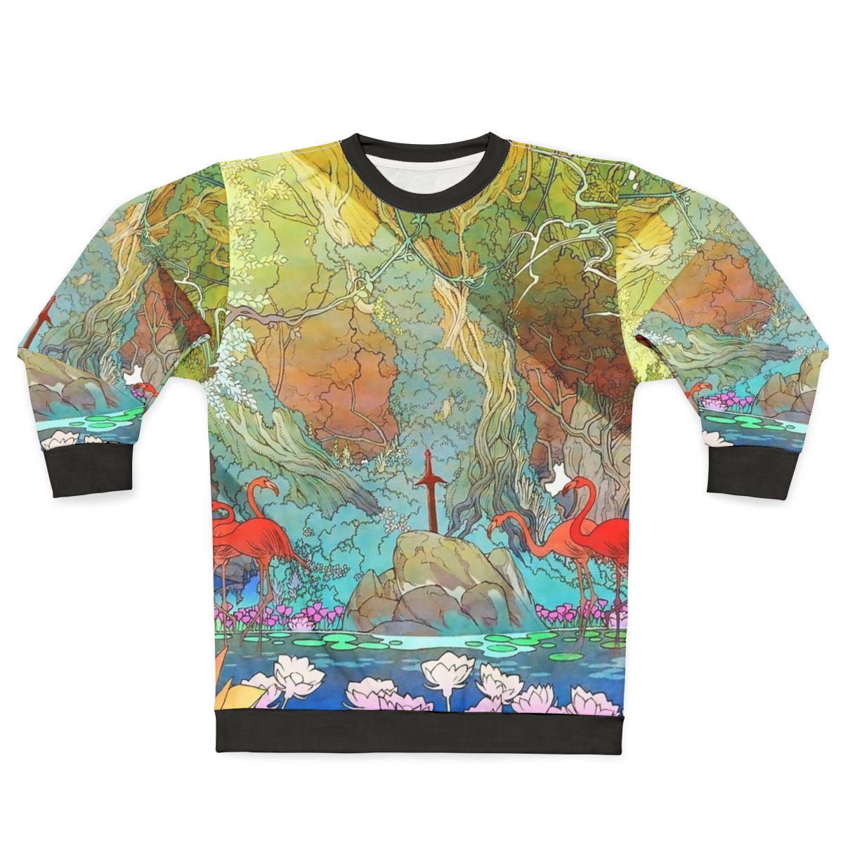Fantasy sword sweatshirt with video game inspired design