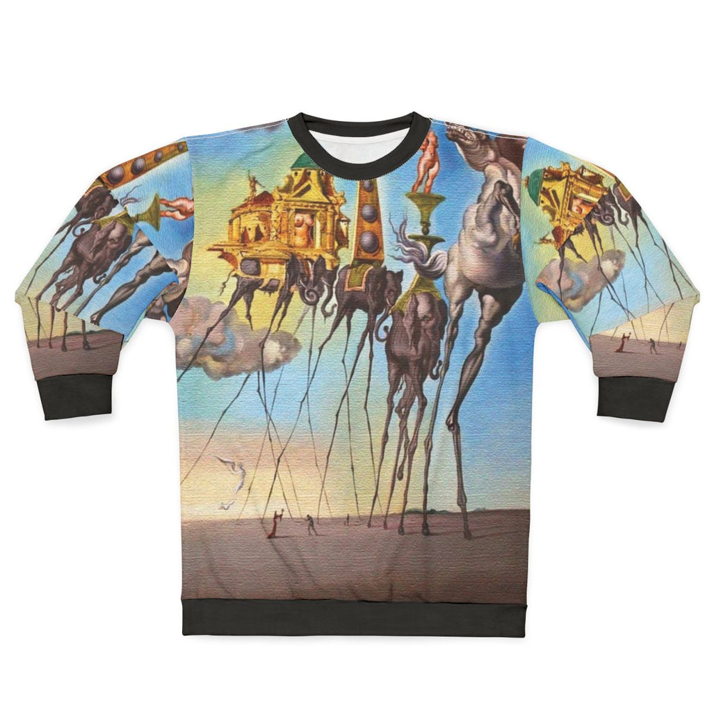 Salvador Dali's Surrealist Painting 'The Temptation of St Anthony' on a Sweatshirt