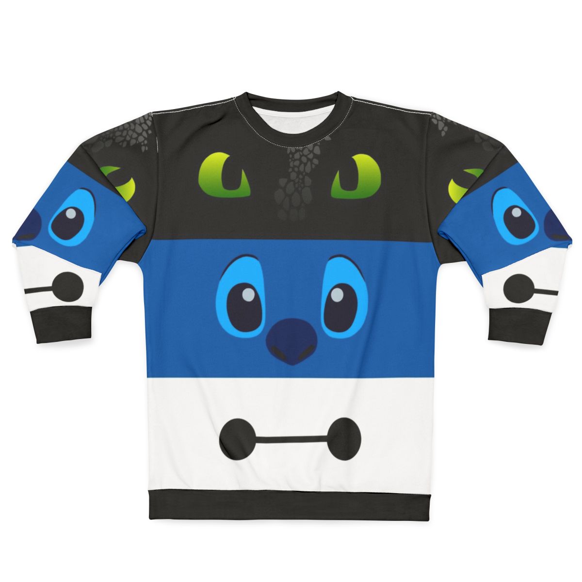 Colorblock tri-color sweatshirt with Lilo and Stitch graphic