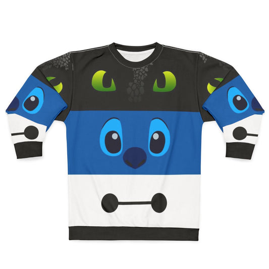 Colorblock tri-color sweatshirt with Lilo and Stitch graphic