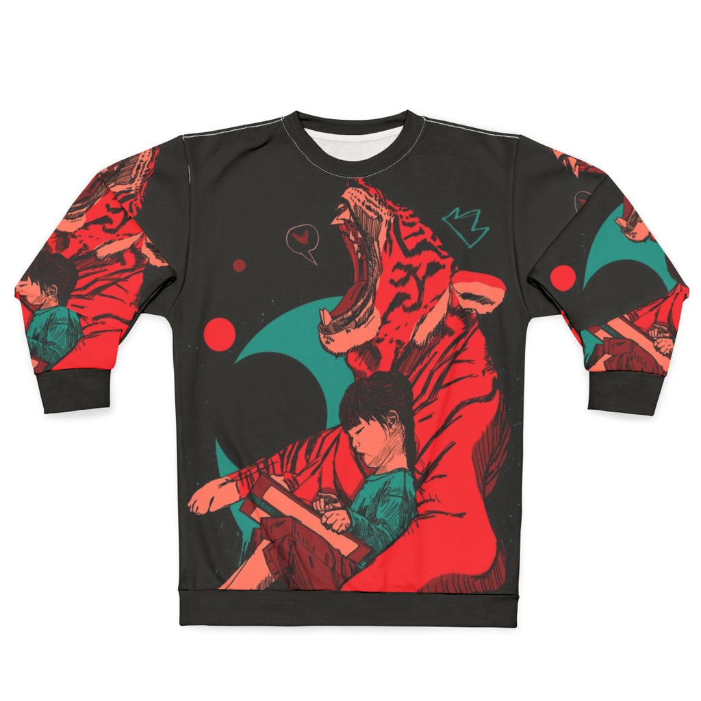 Tiger and girl sweatshirt with fantasy and imagination design