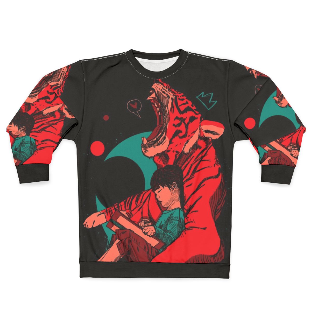 Tiger and girl sweatshirt with fantasy and imagination design
