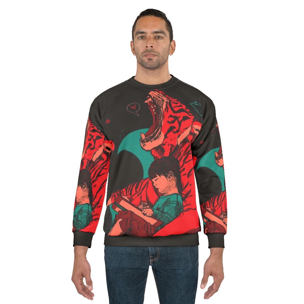 Tiger and girl sweatshirt with fantasy and imagination design