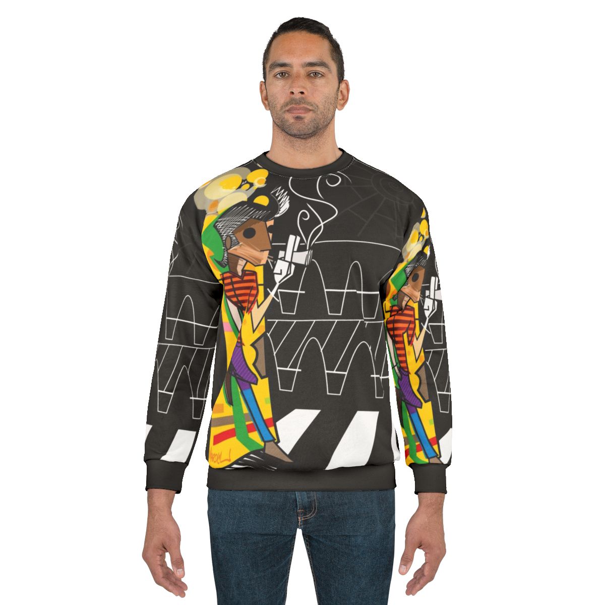 Trickster Sweatshirt featuring vibrant pop art and cartoon design