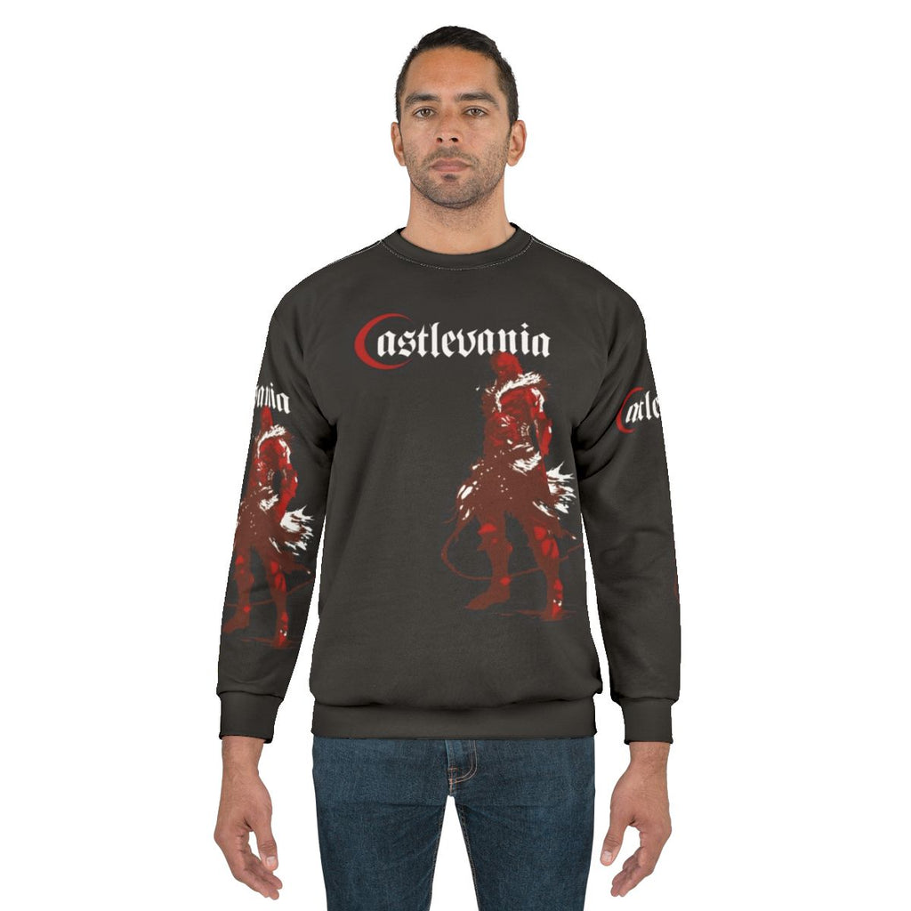 Castlevania inspired "The Vampire Killer" sweatshirt featuring Simon Belmont and his iconic whip